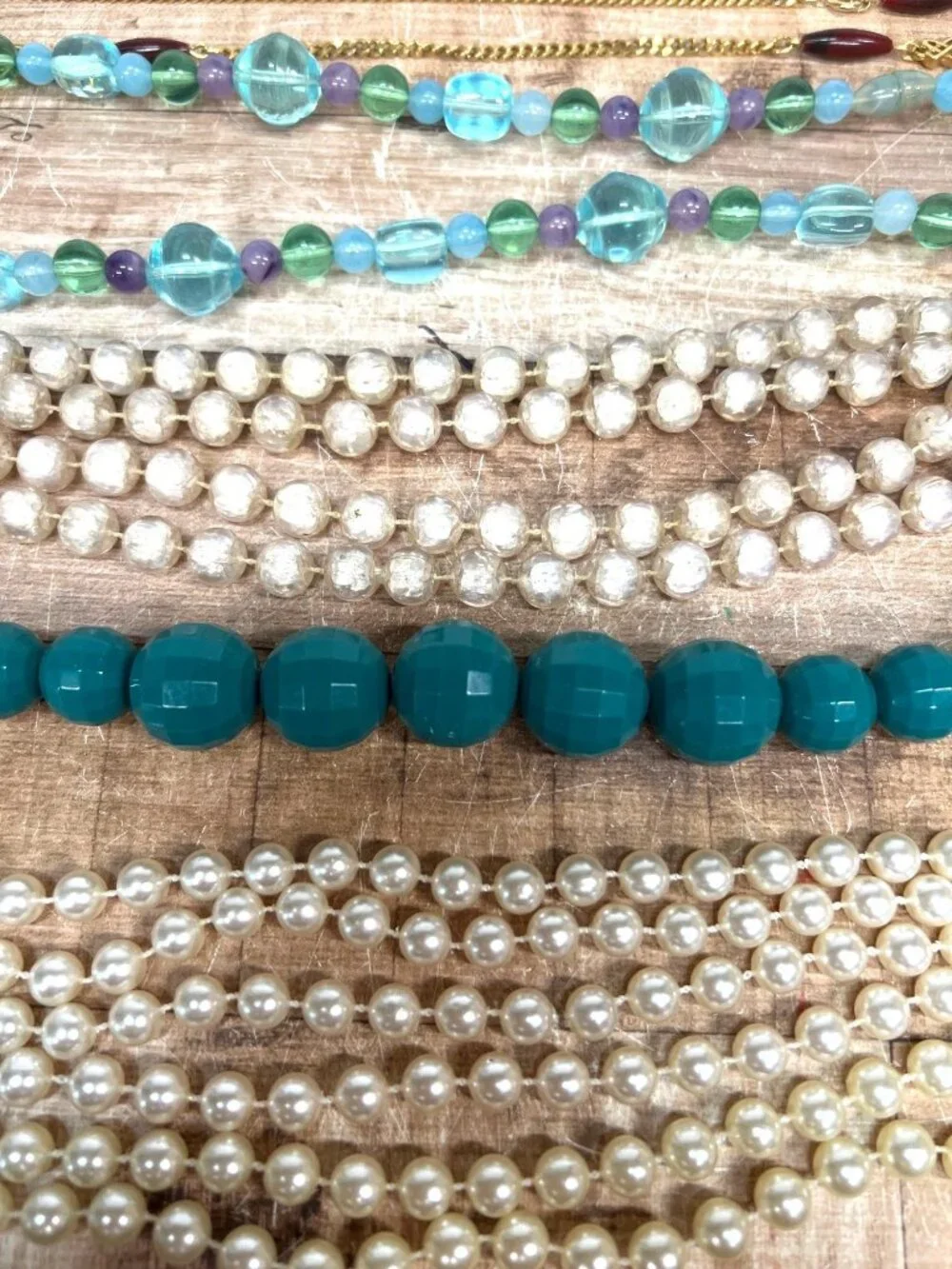 Assorted Beaded Necklace Lot Featuring Pearl Black Teal Green & Multi-Color Bead